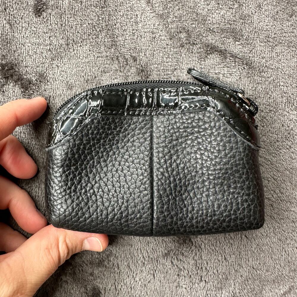 Vintage Brighton Mico Mini Coin Purse Black and Red Leather